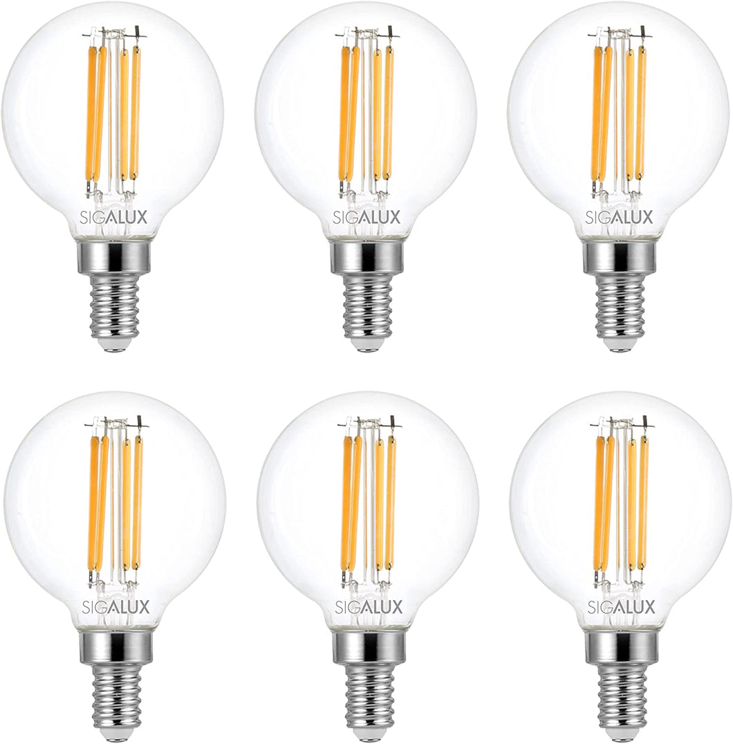 60W Equiv. Clear Glass Filament G16.5/E12 Soft White Dimmable LED Bulb