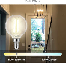 Load image into Gallery viewer, 60W Equiv. Clear Glass Filament G16.5/E12 Soft White Dimmable LED Bulb
