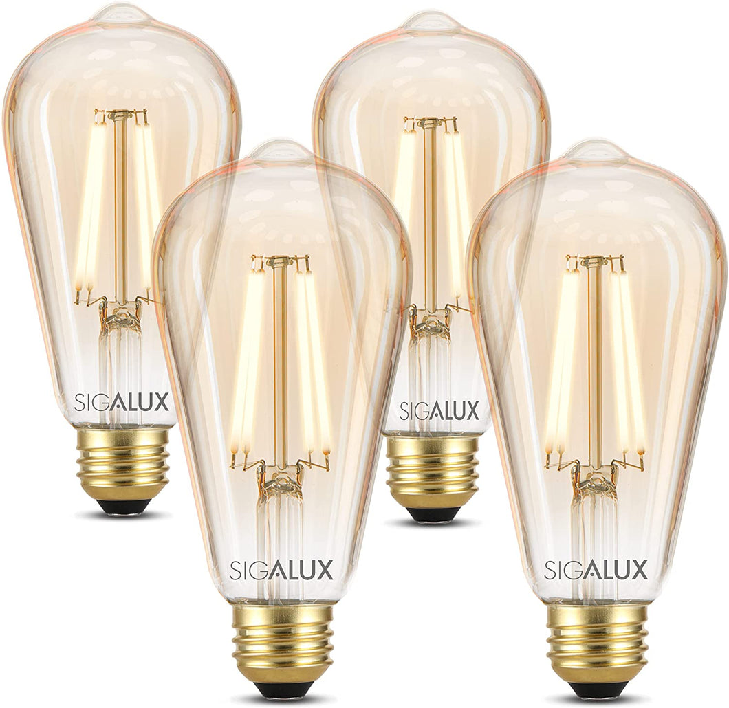 40W Equiv. Amber Glass Filament ST19 Soft White Dimmable LED Bulb