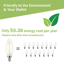 Load image into Gallery viewer, 40W Equiv. Clear Glass Filament B11/E12 Soft White Dimmable LED Bulb
