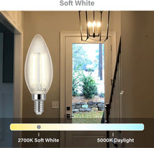Load image into Gallery viewer, 40W Equiv. Clear Glass Filament B11/E12 Soft White Dimmable LED Bulb
