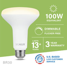 Load image into Gallery viewer, 100 Watt Equivalent Soft White Dimmable BR30 LED Bulb
