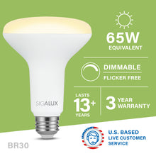 Load image into Gallery viewer, 65 Watt Equivalent Soft White Dimmable BR30 LED Bulb
