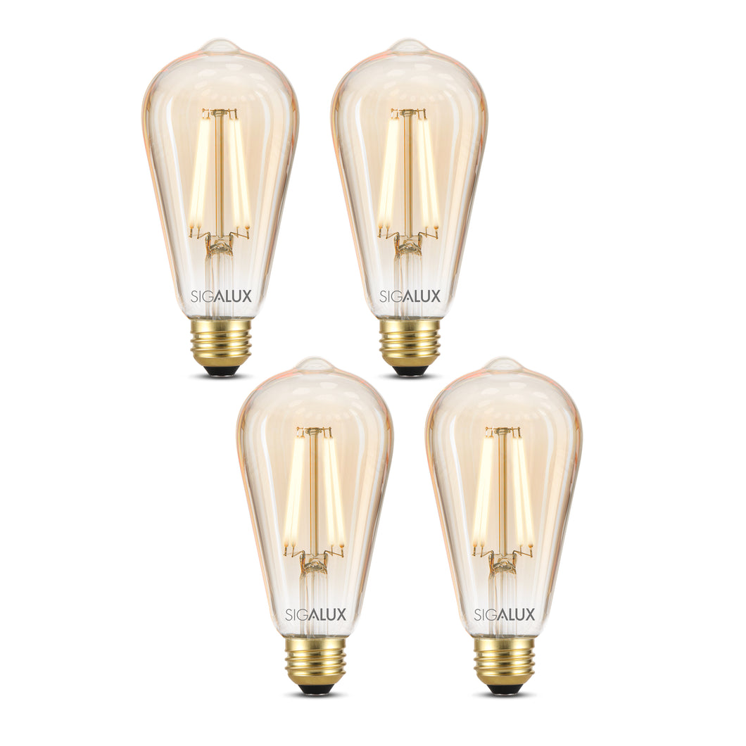 60W Equiv. Amber Glass Filament ST19 Soft White Dimmable LED Bulb
