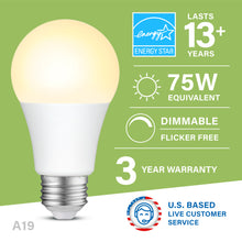 Load image into Gallery viewer, 75 Watt Equivalent Soft White Dimmable A19 Bulb
